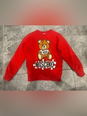 Moschino kids red puzzle bear sweatshirt 
size 8Y